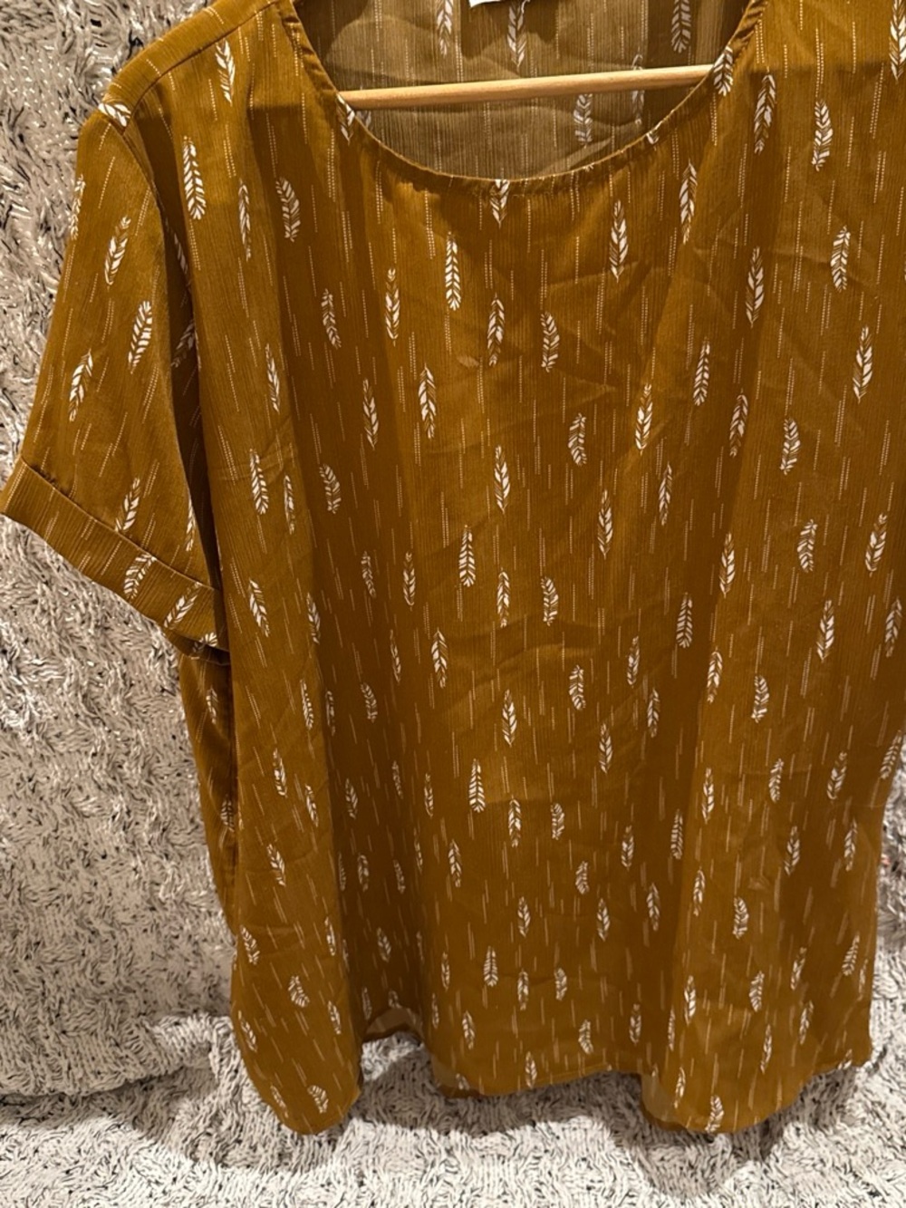 Darling Mustard Yellow Printed Short Sleeve Blouse